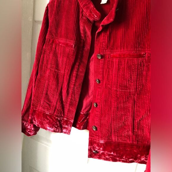 J. Jill Red Corduroy Velvet Trim Jacket 100% cotton Size XS P - Picture 6 of 8